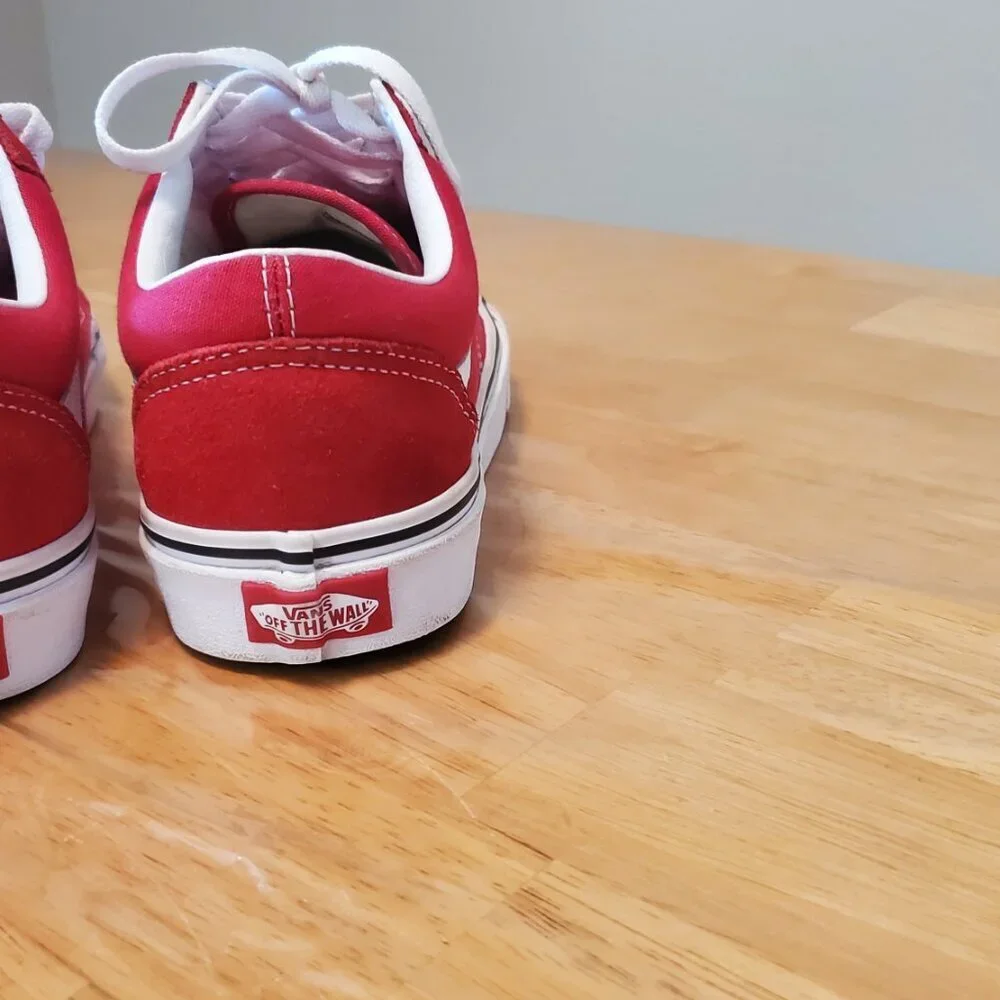 Vans Old Skool Red and White  Canvas Sneakers 9 W 7.5 M Unisex - Picture 2 of 5